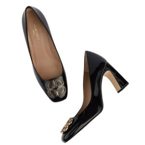 L.K. Bennett Truly Patent Black Motif Court Shoes